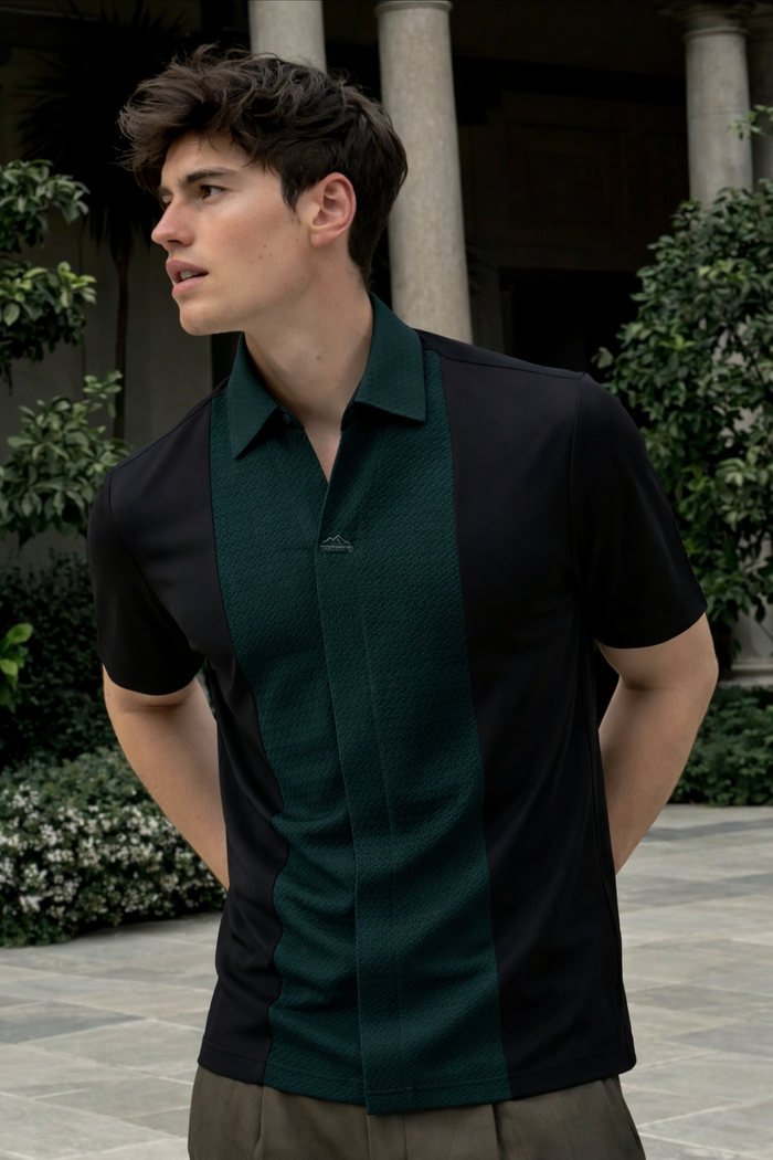 Embossgrid Contrast Panel Polo