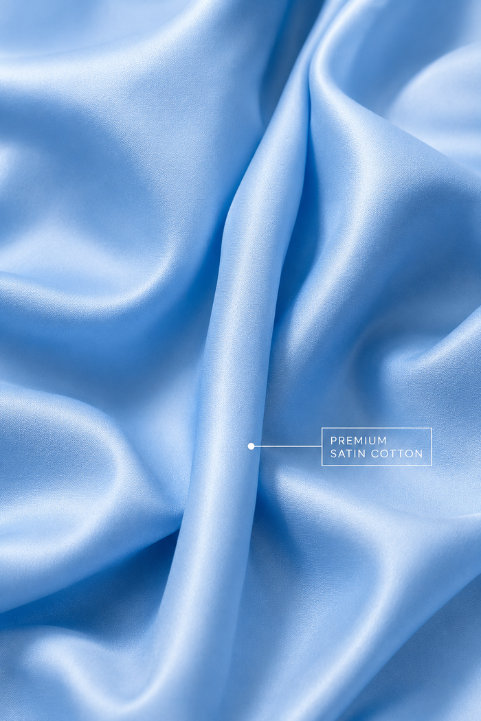 Sky Blue Sheen Satin Cotton Shirt