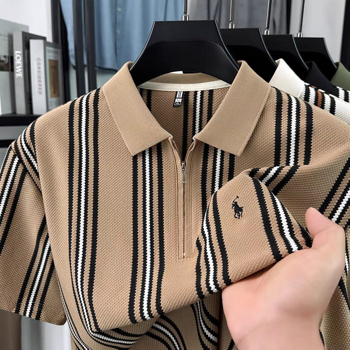 Signature Stripe Zip-Neck Polo