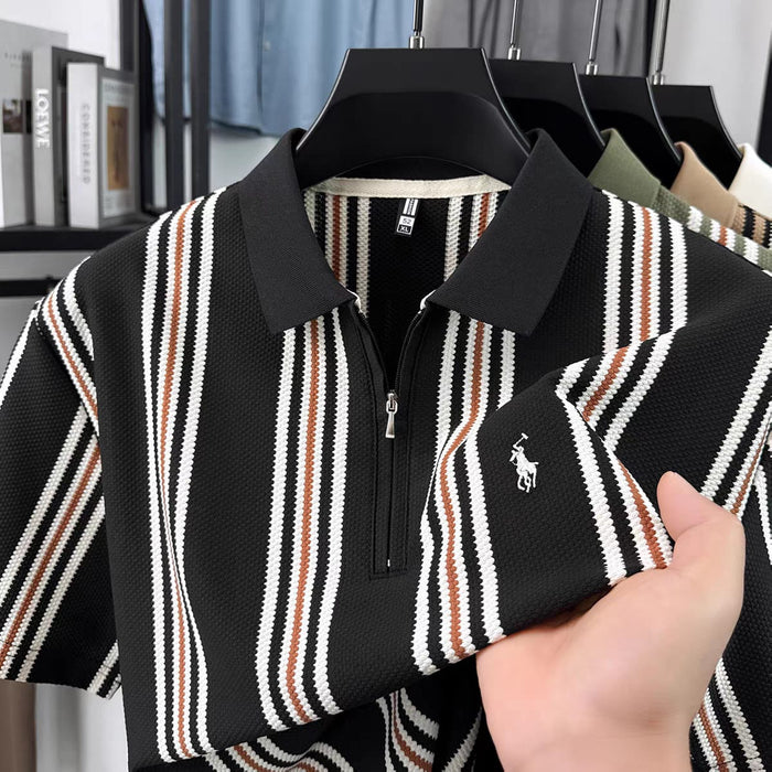 Signature Stripe Zip-Neck Polo