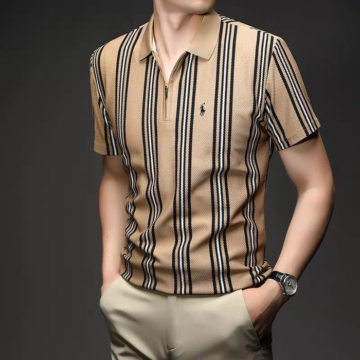 Prime Stripe Zip Polo