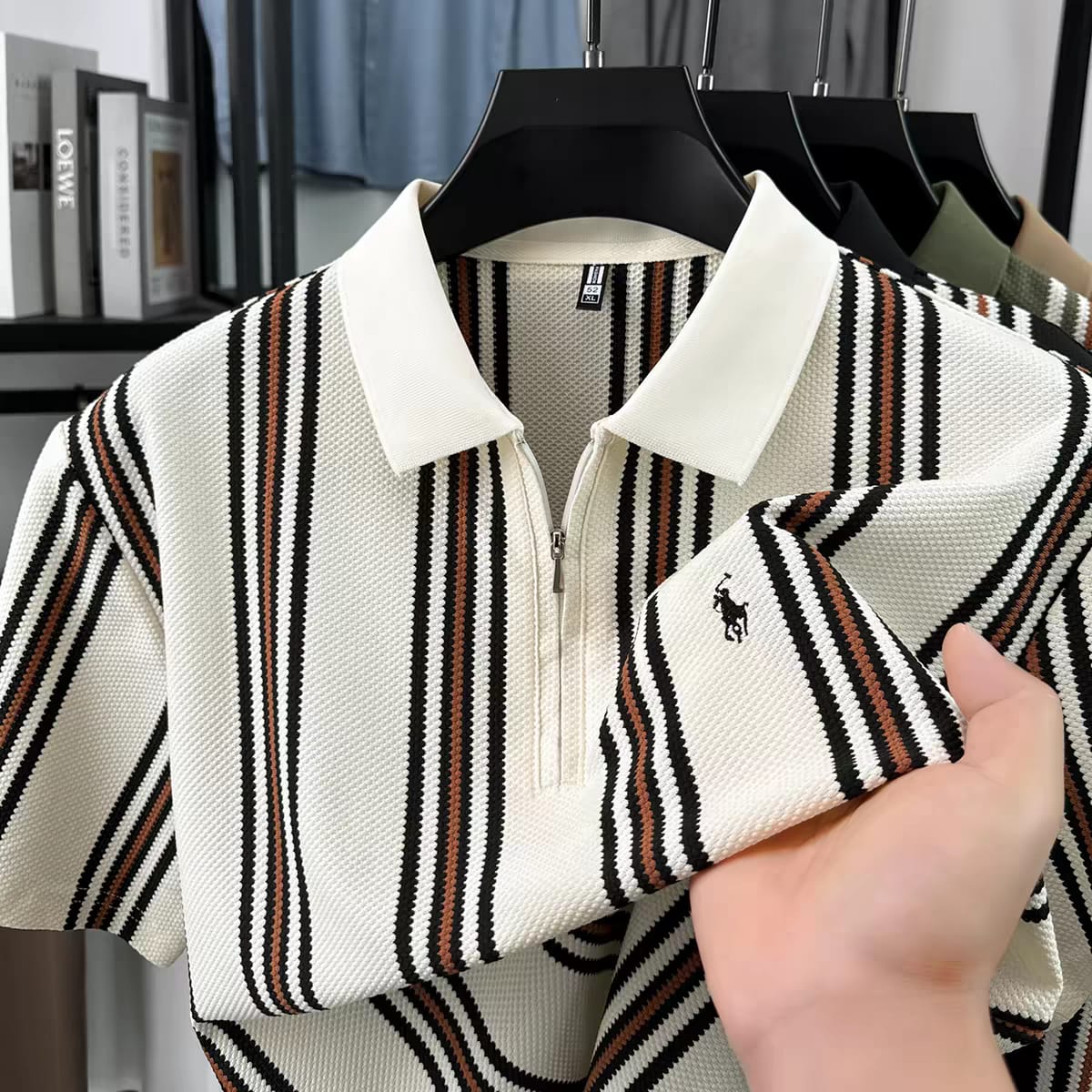 Signature Stripe Zip-Neck Polo