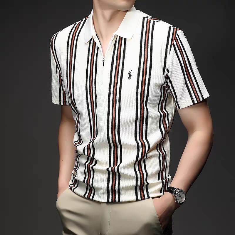 Prime Stripe Zip Polo