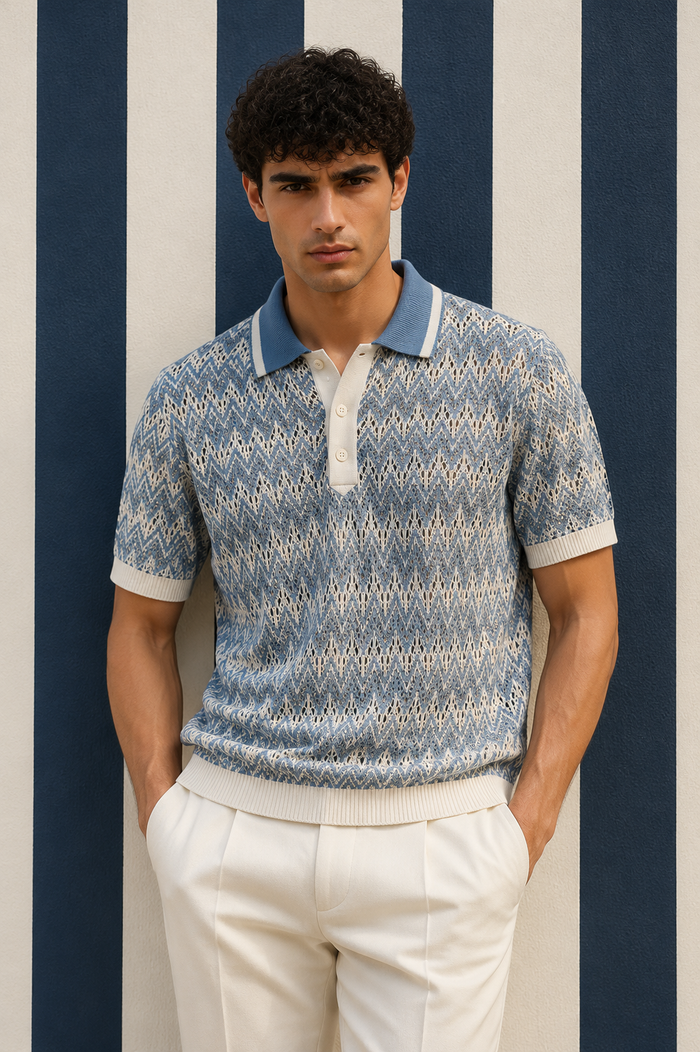 Corsa Cobalt Open-Knit Polo