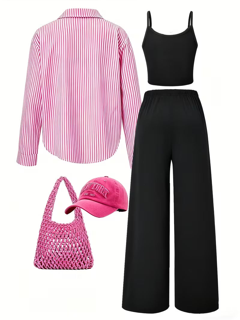 Pink Stripe Play 3-Piece Co-Ord Set
