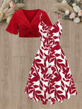 Midnight Bloom 2-Piece Midi Dress Set