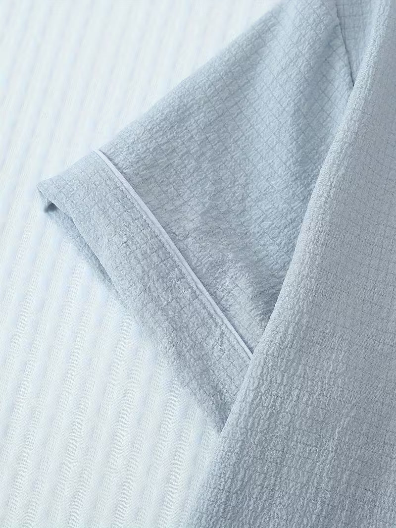 Women's Soft Textured Short Pajama Set – Premium Collared Loungewear