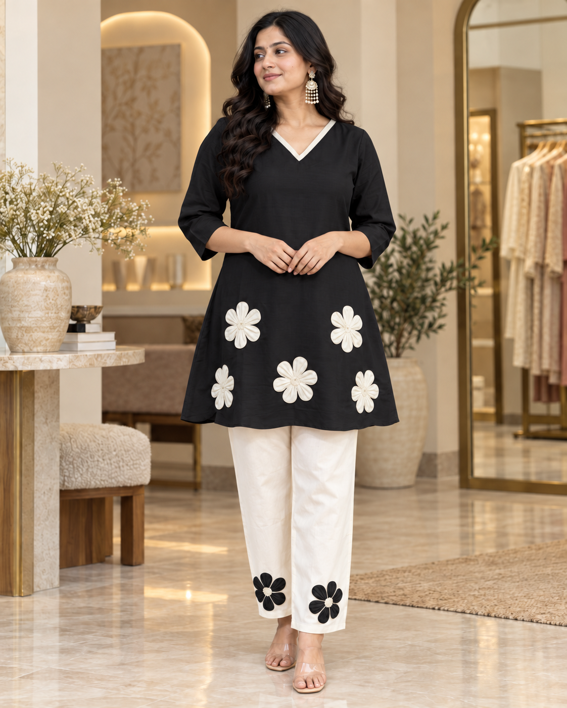 Women's Floral Embroidered Kurta Pant Set