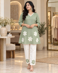 Women's Floral Embroidered Kurta Pant Set