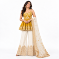 Women's Embroidered Peplum Sharara Set