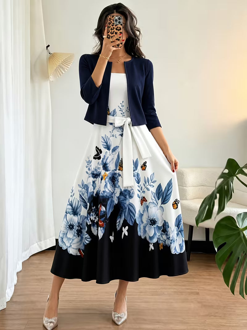 Vintage Blossom Cardigan Dress Set