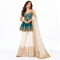 Women's Embroidered Peplum Sharara Set