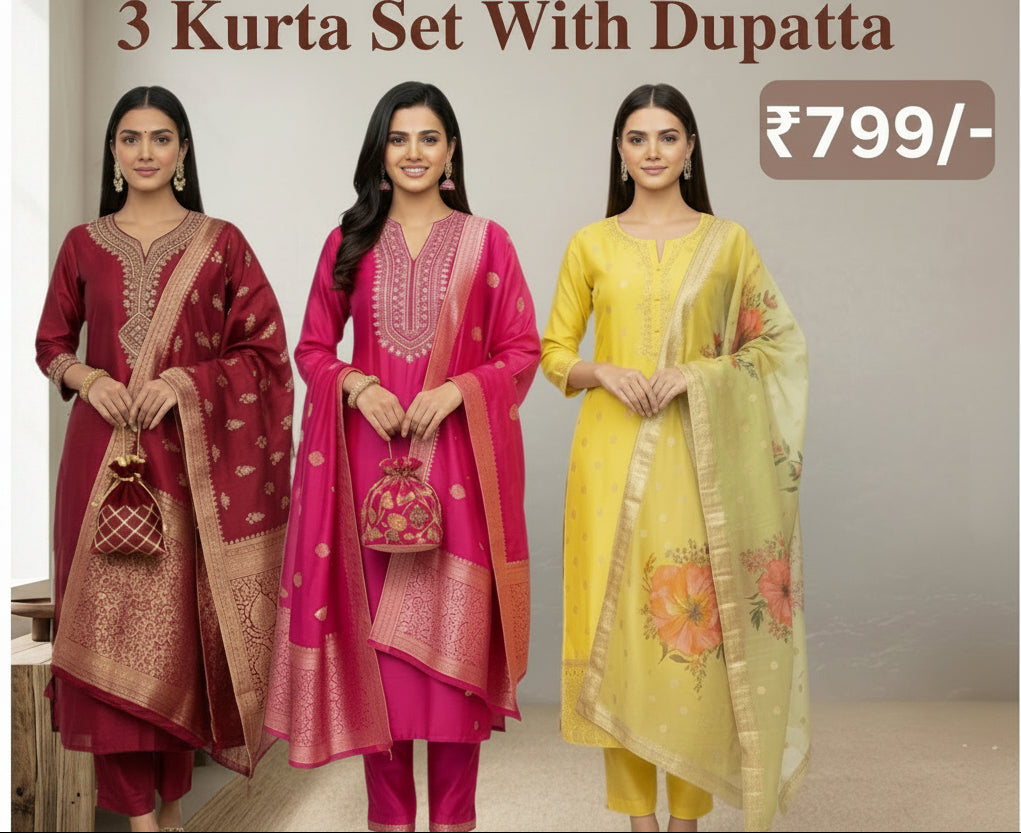 Blossom Weave Cotton Kurta Set