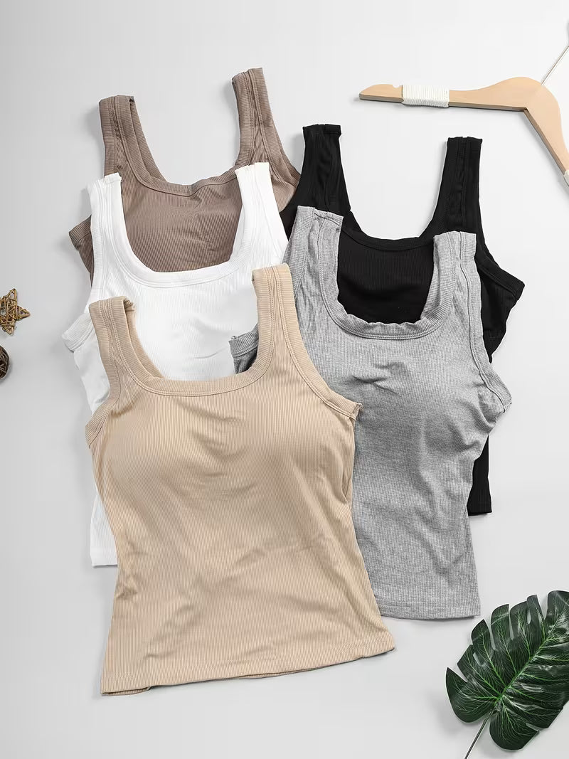 5PC Seamless Padded U-Neck Camisole
