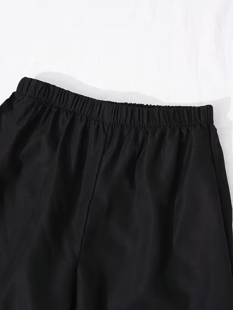 Women's Black & White Striped Co-Ord Set with Wide-Leg Pants