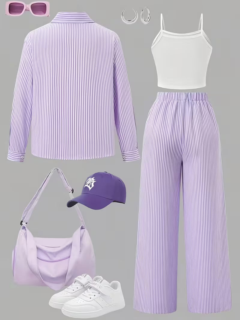 Lavender Stripe 3-Piece Co-Ord Set