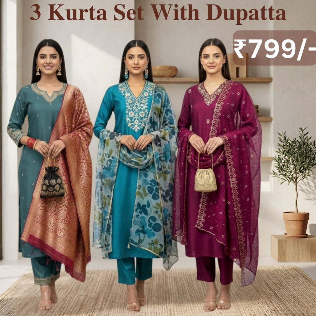 Heritage Bloom Cotton Kurta Set
