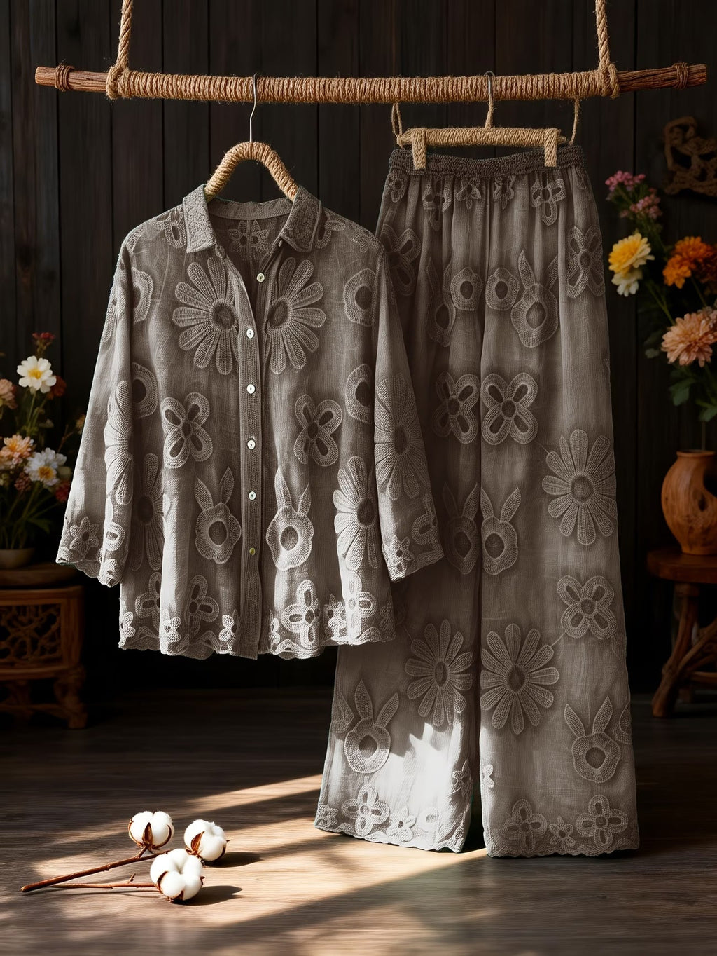 Women's Floral Printed Shirt Pant Set