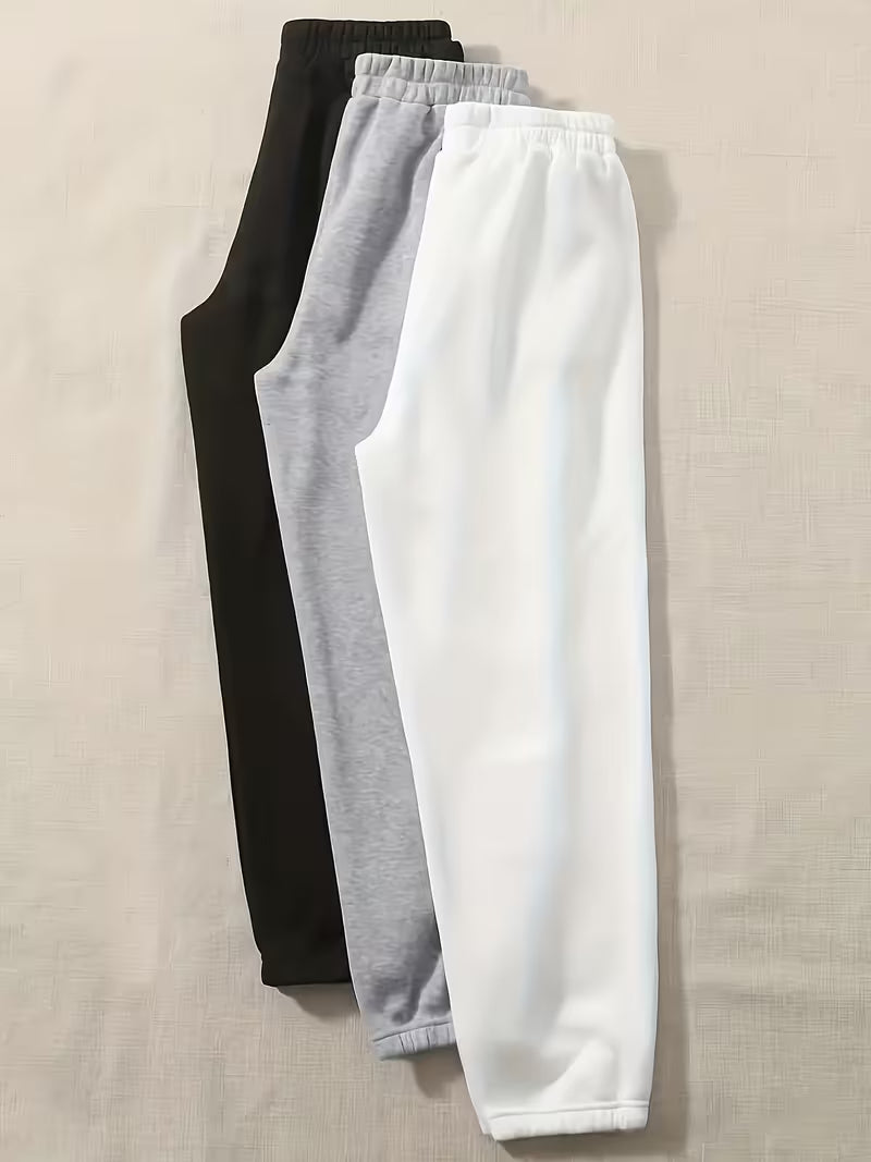 Pack of 3 Comfortable Joggers – Black, Grey & White