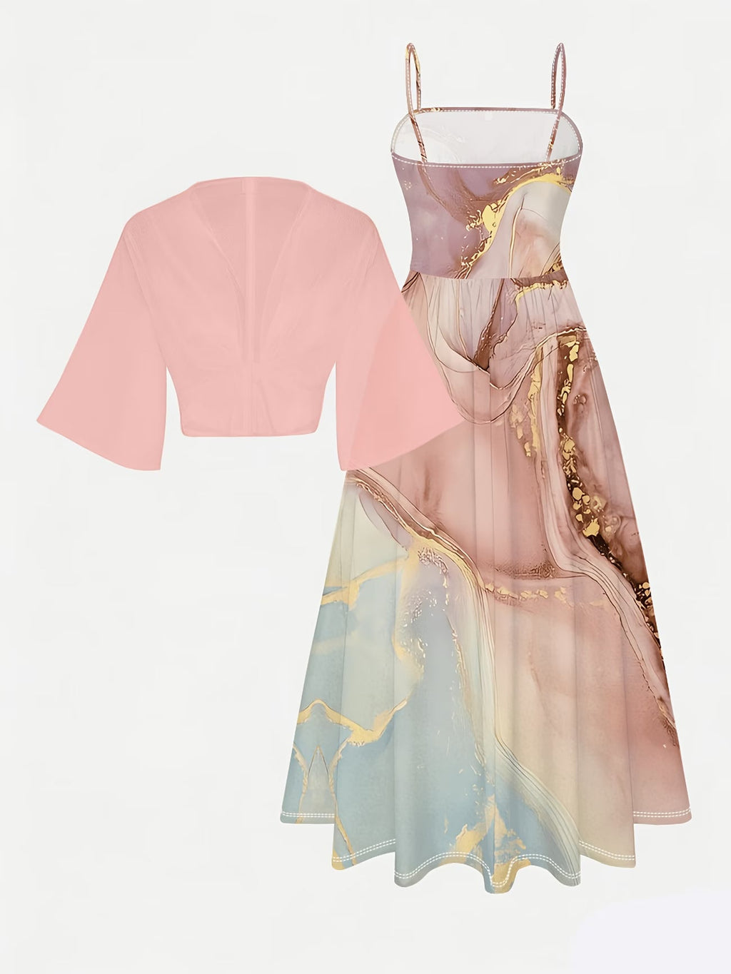 Golden Marble Elegance Dress Set