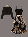 Midnight Bloom 2-Piece Midi Dress Set