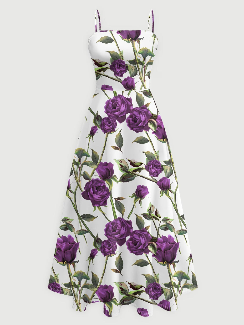 Purple Rose Print Cardigan Dress Set