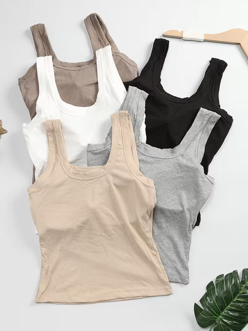 5PC Seamless Padded U-Neck Camisole