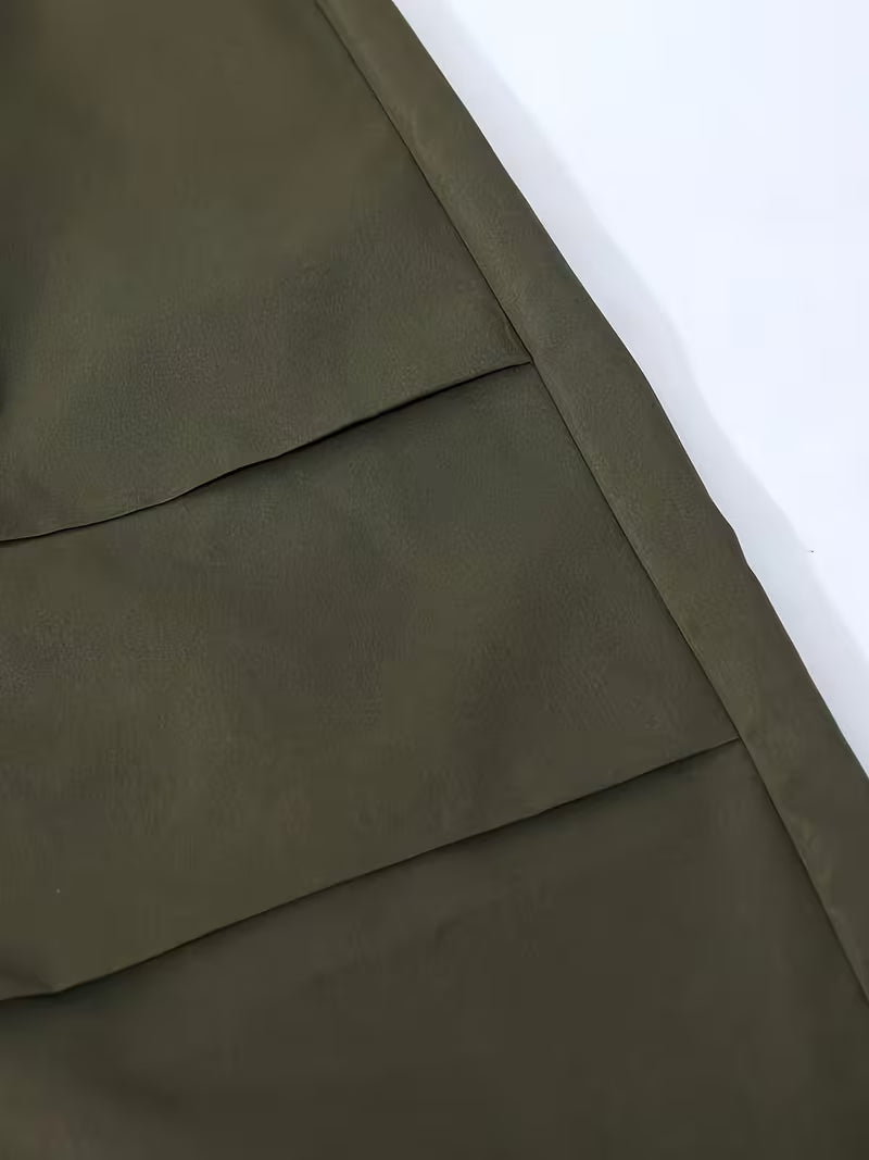 Women's Olive Green Textured One-Shoulder Crop Top & Wide-Leg Pants 3-Piece Co-Ord Set