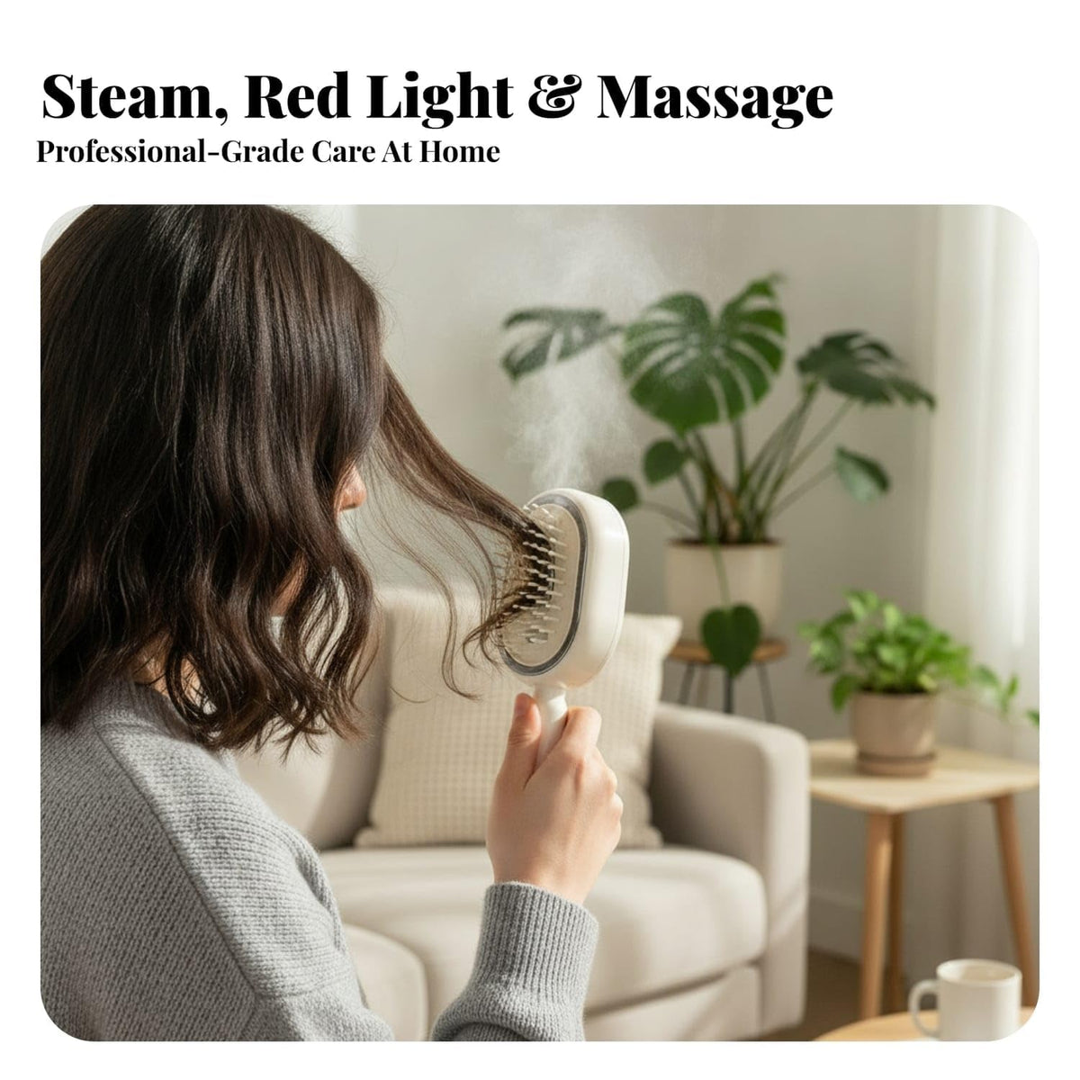 SteamGlow | 3-in-1 Electric Hair Straightener & Massage Brush