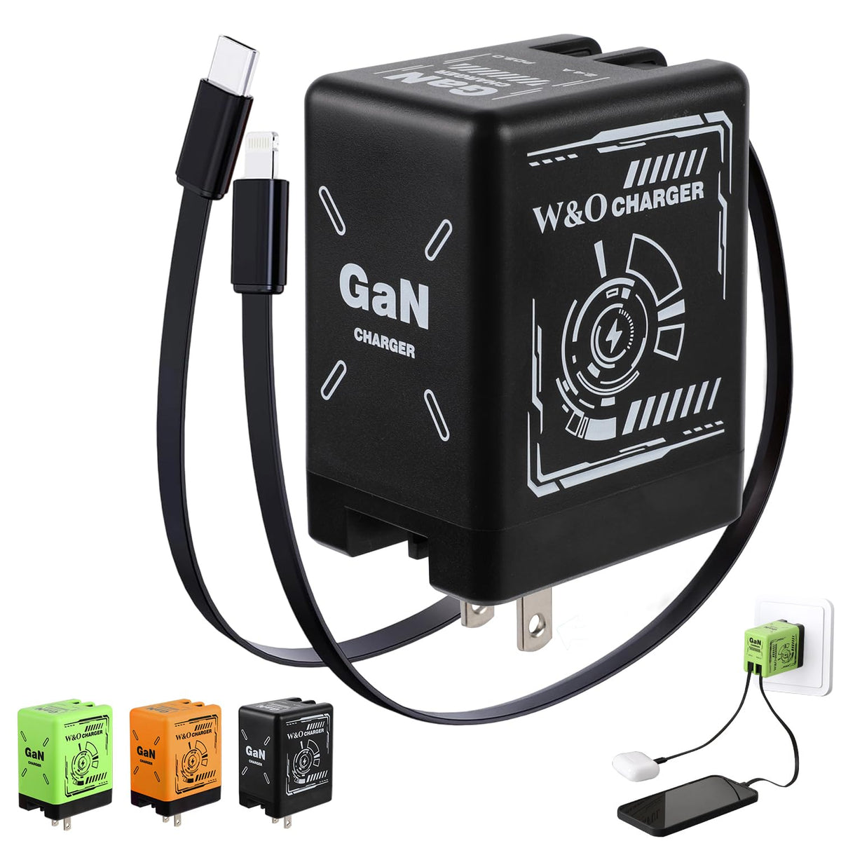 PowerCoil 120W GaN 2-in-1 Retractable Fast Charger