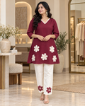 Women's Floral Embroidered Kurta Pant Set