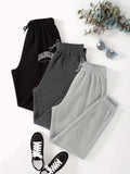 Pack of 3 Women’s Solid Wide-Leg Jogger Pants – Soft Relaxed Fit