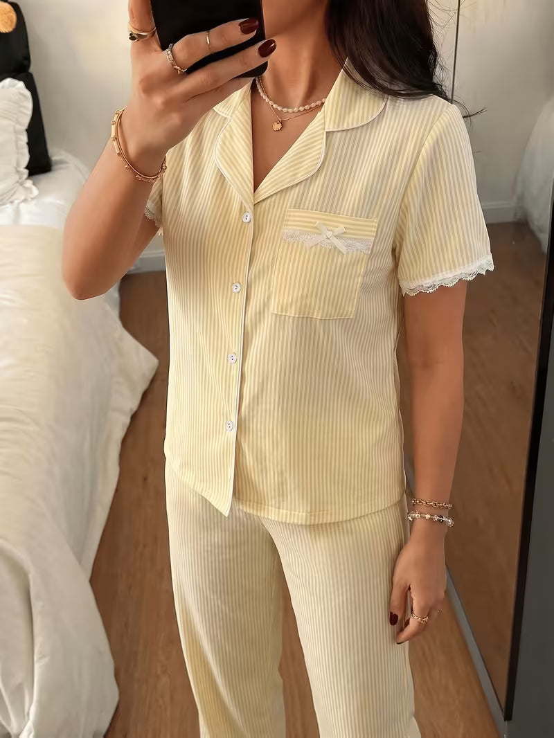 Vanilla Dream Stripe Night Suit