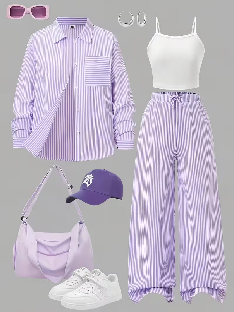 Lavender Stripe 3-Piece Co-Ord Set