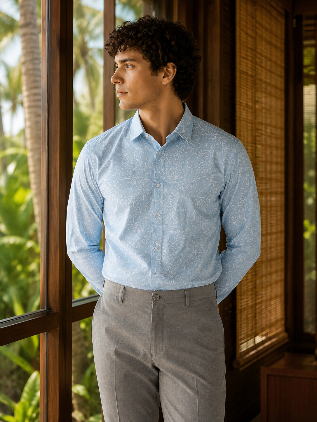 Islewind Sky Floral Linen Shirt