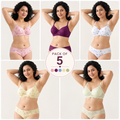 Pack of 5 Women's Lace Bra & Panty Sets