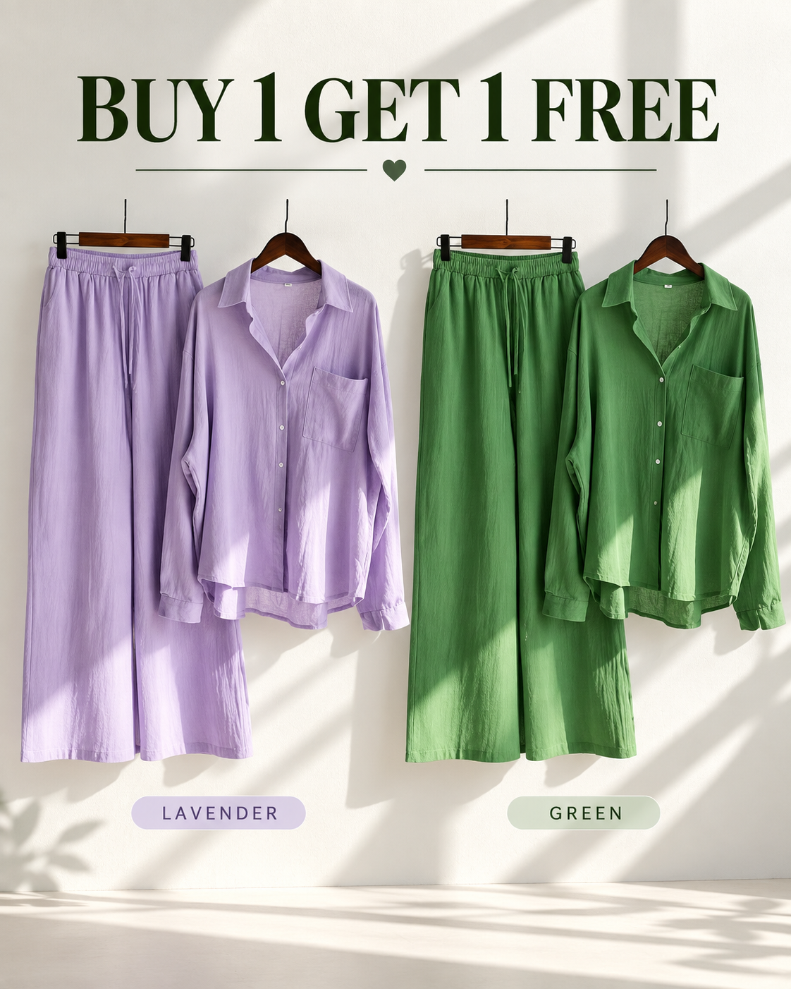 Relaxed Shirt &amp; Wide-Leg Pants Co-Ord Set
