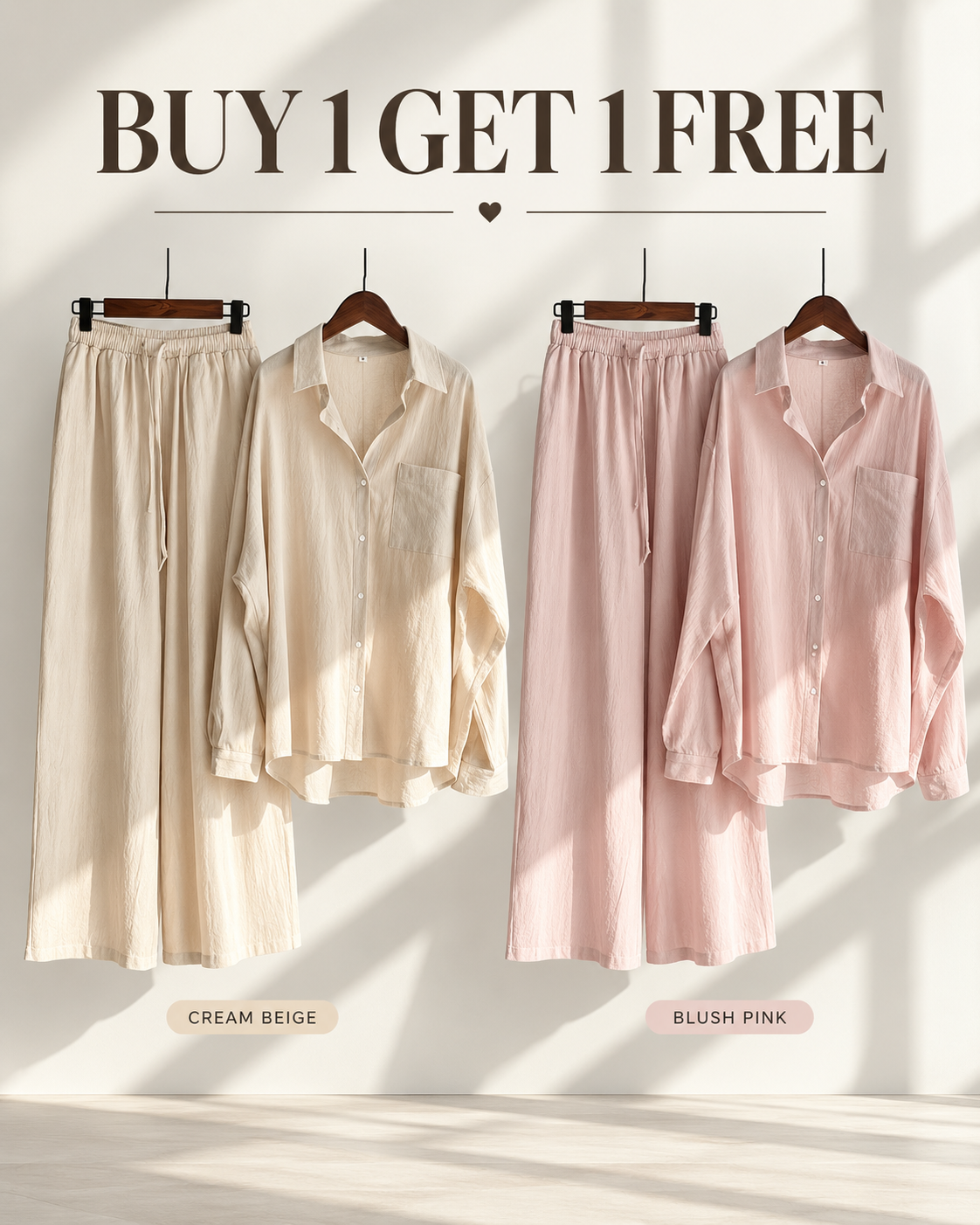 Relaxed Shirt &amp; Wide-Leg Pants Co-Ord Set