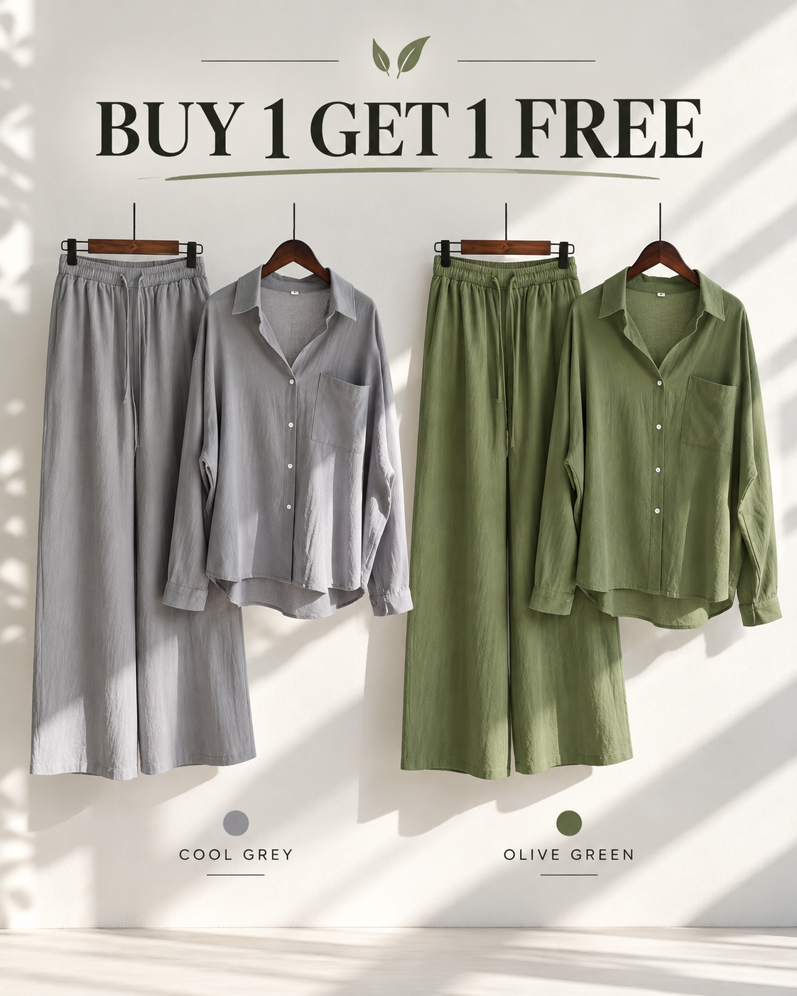Relaxed Shirt &amp; Wide-Leg Pants Co-Ord Set