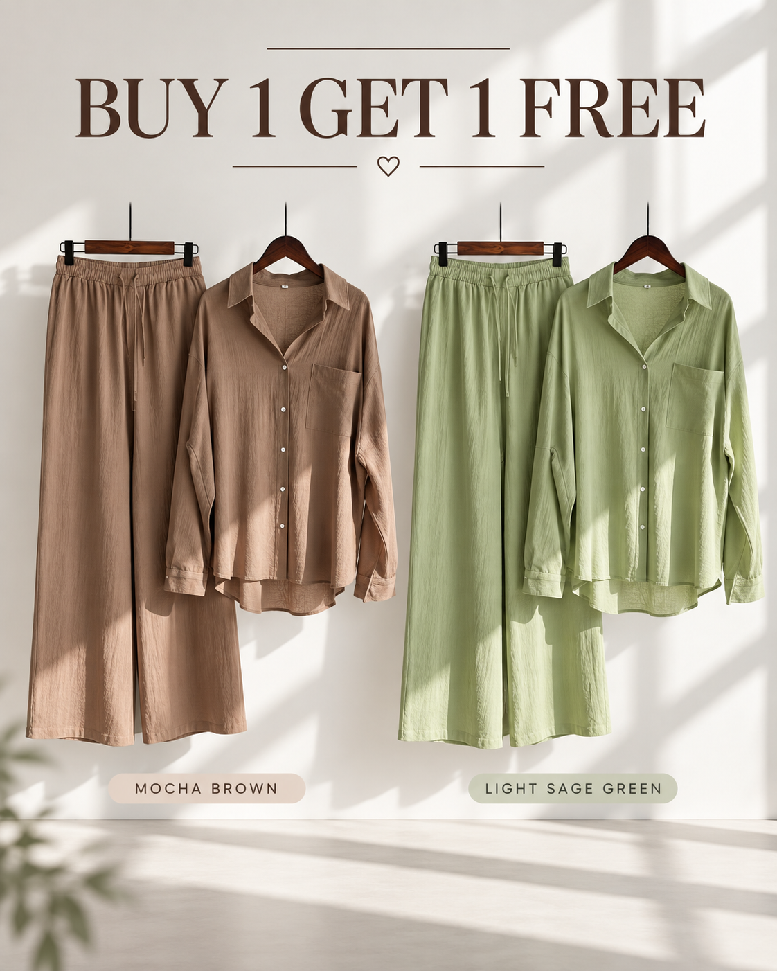 Relaxed Shirt &amp; Wide-Leg Pants Co-Ord Set