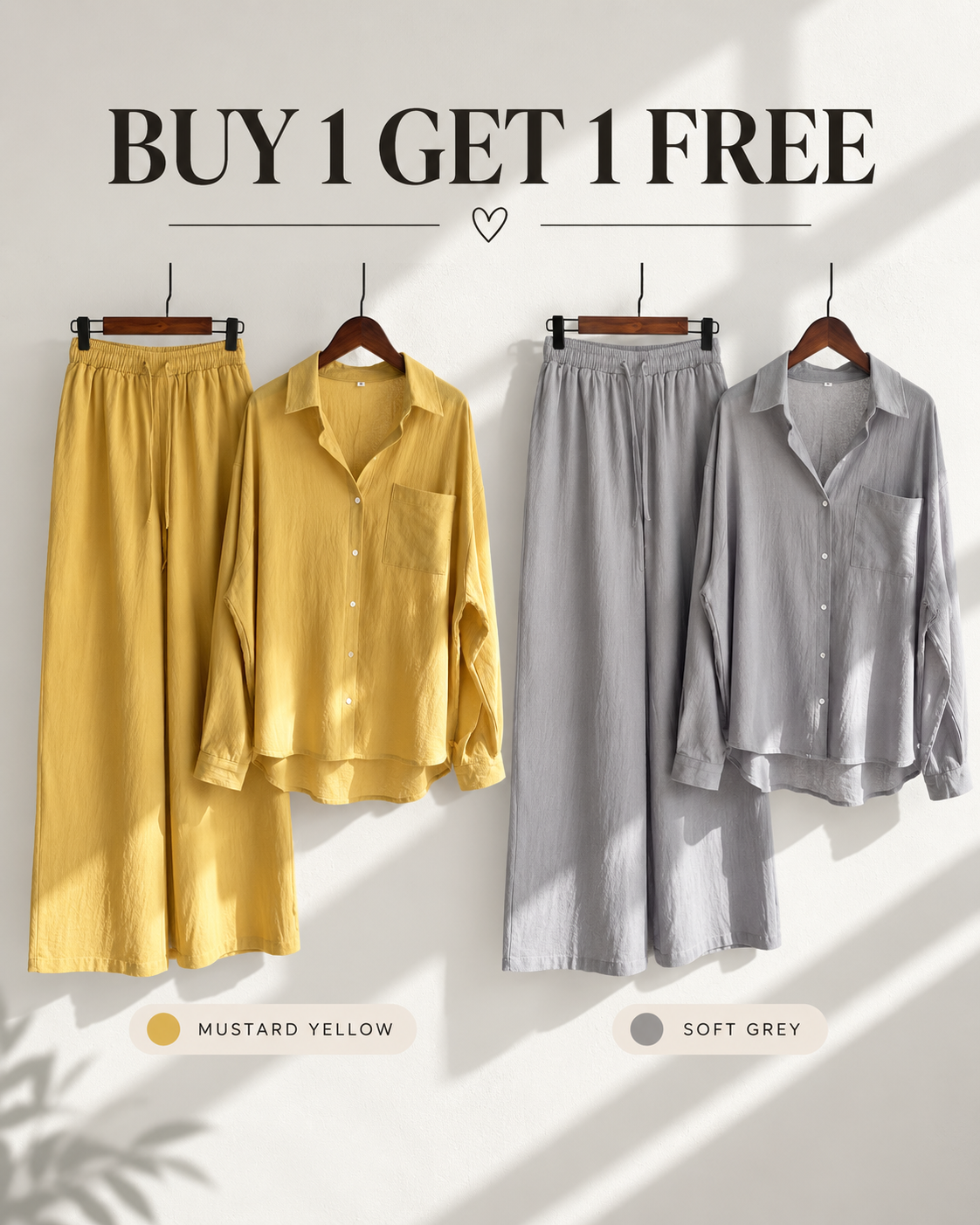 Relaxed Shirt &amp; Wide-Leg Pants Co-Ord Set