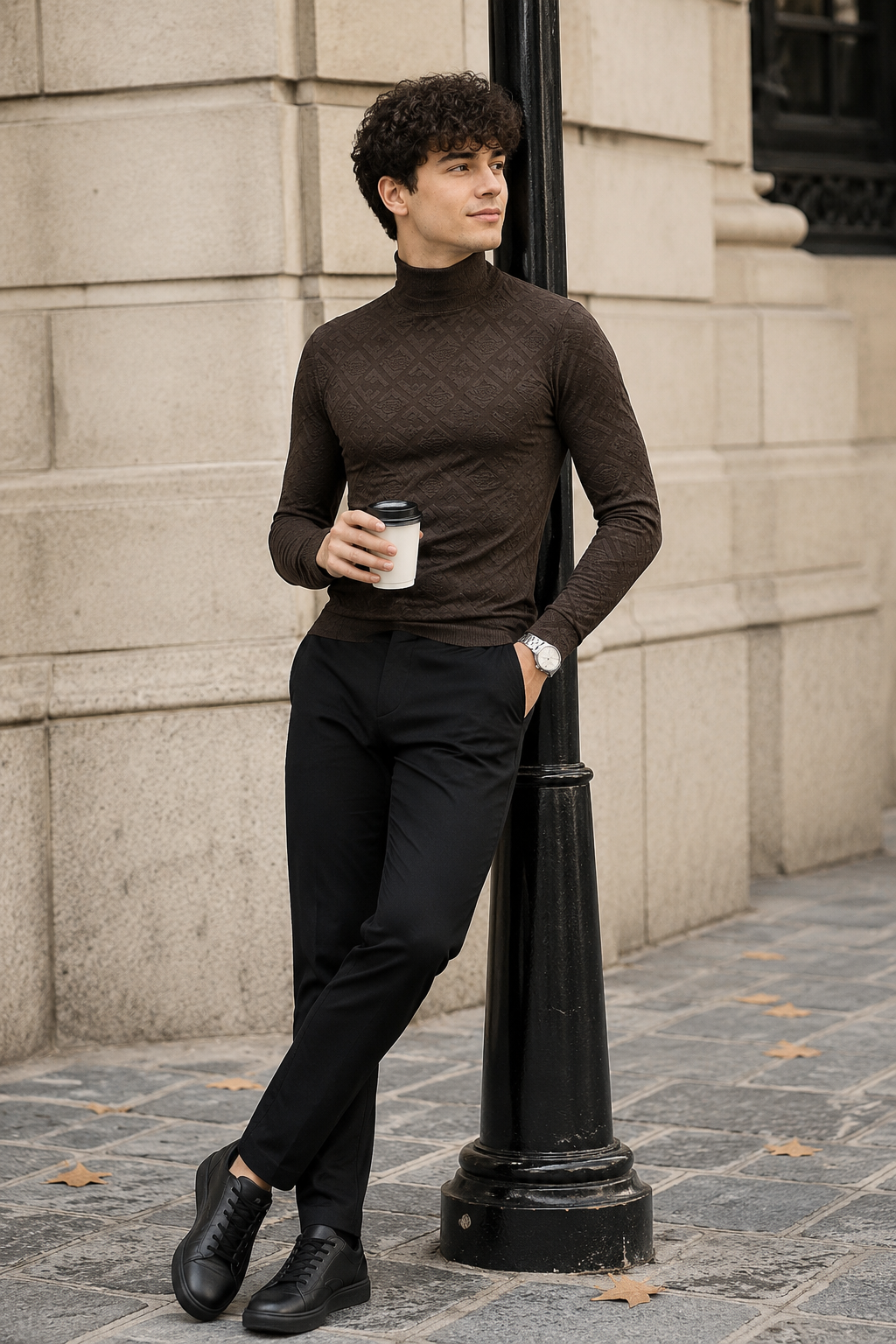 Obsidian Monogram High-Neck Tee