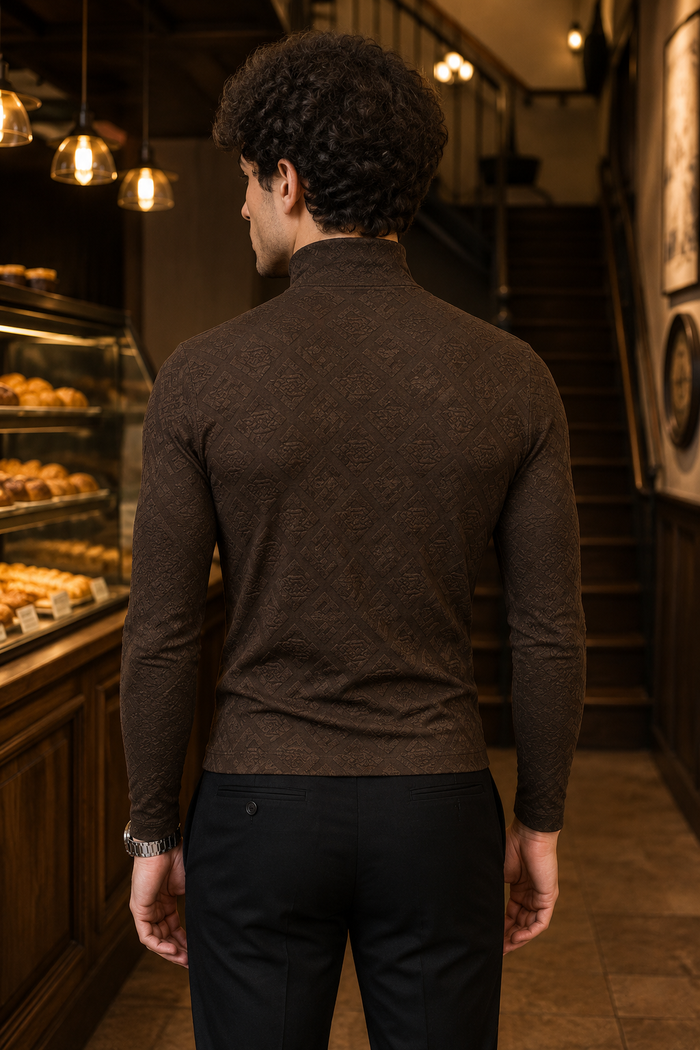 Obsidian Monogram High-Neck Tee