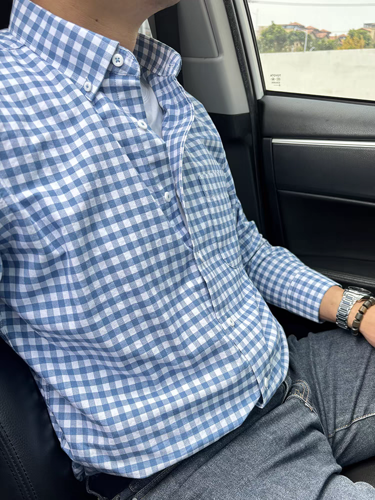 Oxford Blue Classic-Fit Check Shirt