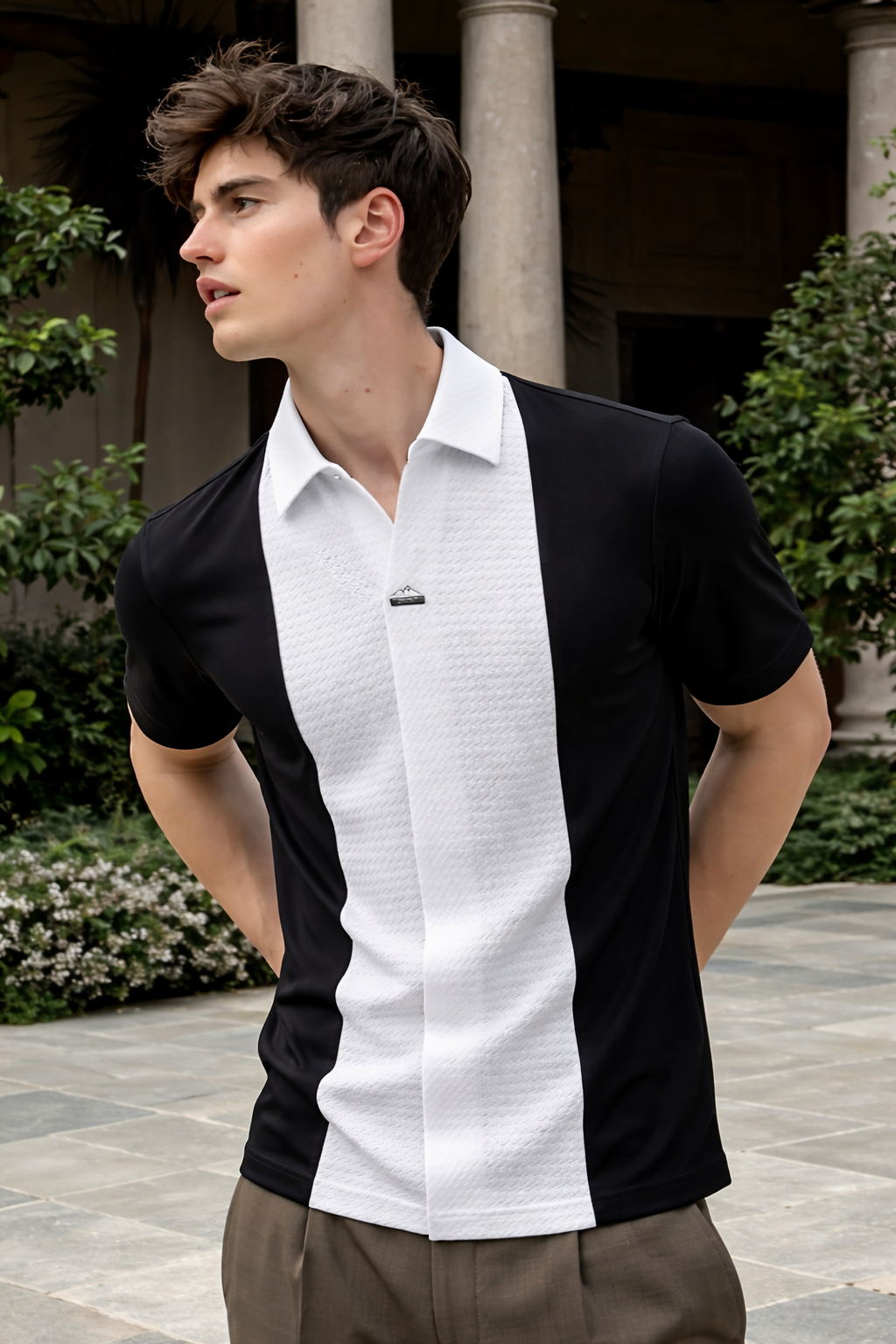 Embossgrid Contrast Panel Polo