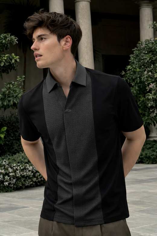 Embossgrid Contrast Panel Polo