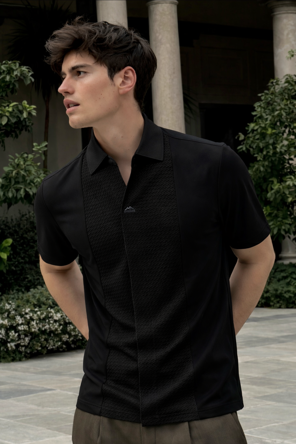 Embossgrid Contrast Panel Polo