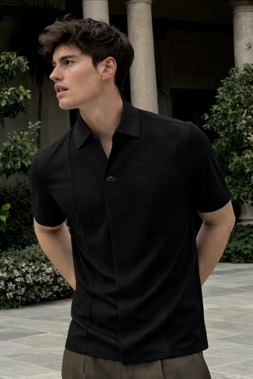 Embossgrid Contrast Panel Polo