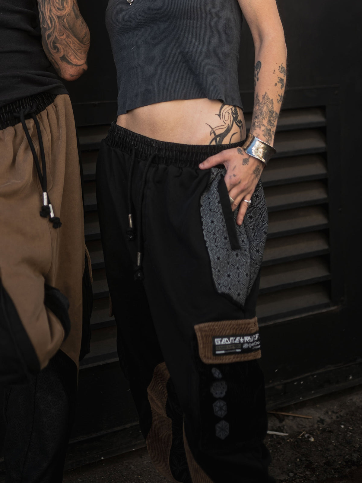 GEOMETRY OF BEING ✦ Tan/Black ✦ Corduroy Flow Joggers