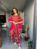 Red Anarkali Pure Cotton Kurta set